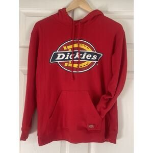 Dickies Hoodie Men Medium‎ | Red Pockets Hooded Logo Jumper Long Sleeve | Clean